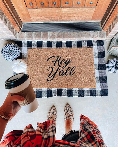 Hey Y'all Vinyl Coir Doormat