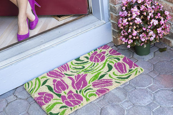 Blushing Tulips Handwoven Coco Doormat