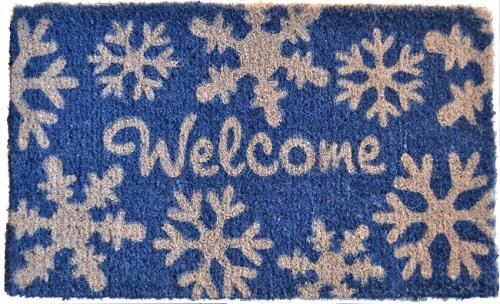 Welcome Snow Flakes Handwoven Coco Doormat