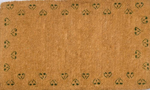 Sprinkled Hearts Handwoven Green Coco Doormat