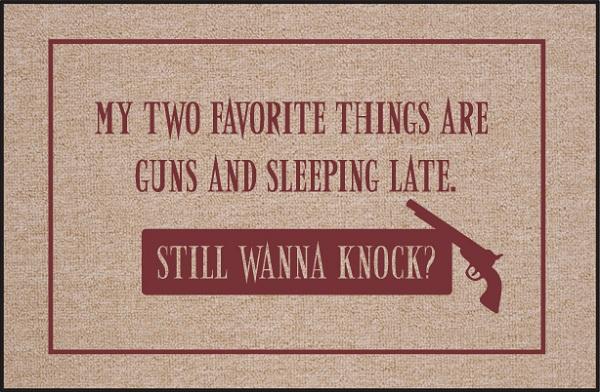 ***DISCONTINUED*** FUNNY DOORMAT - GUNS AND SLEEPING LATE