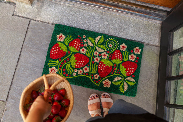 Strawberries Handwoven Coco Doormat