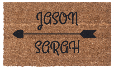 Personalized Cupid's Arrow Handwoven Coco Doormat