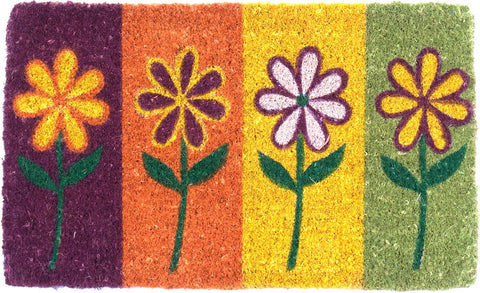 Painted Flowers Handwoven Coco Doormat