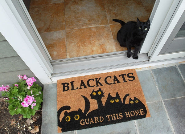 Black Cats Vinyl Coir Doormat