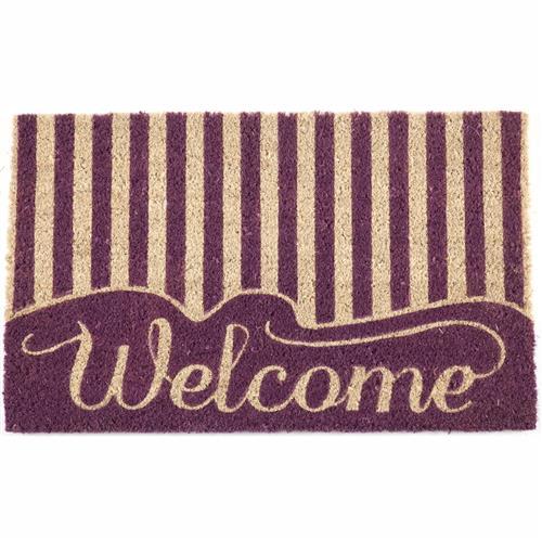 Striped Welcome Handwoven Coco Doormat