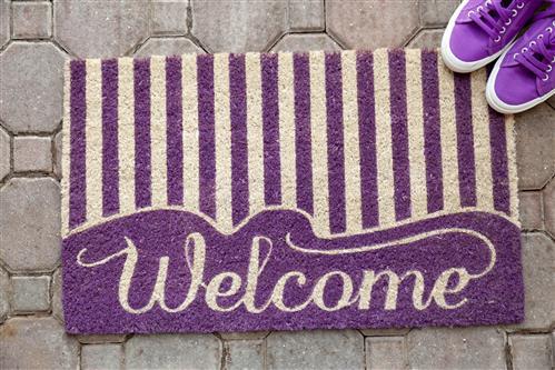 Striped Welcome Handwoven Coco Doormat
