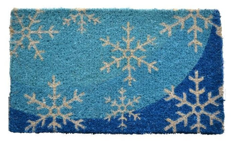 Blue Flakes Handwoven Coco Doormat