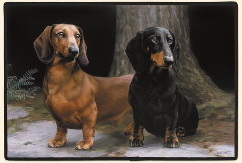 Dachshunds on Path Polyester Doormat