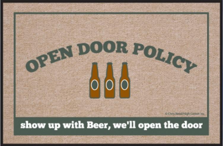 Beer Open Door Policy Olefin Doormat