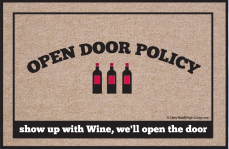 Funny-Doormat-Open-Door-Policy-Wine