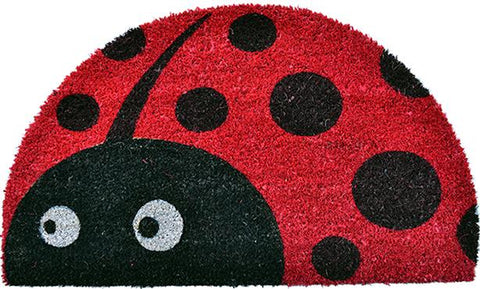 Lady Bug Half Round Vinyl Back Coir Doormat