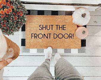Shut The Front Door Vinyl Coir Doormat