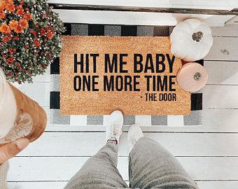 Hit Me Baby Vinyl Coir Doormat