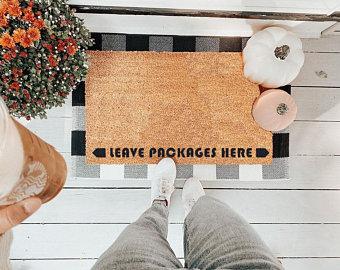 Leave Packages Here Vinyl Coir Doormat