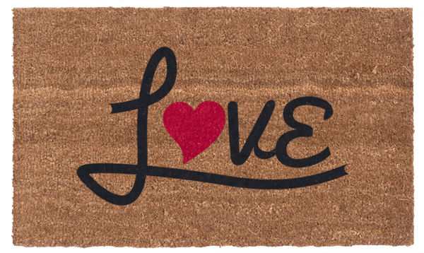 Love Heart Red & Black Vinyl Coir Doormat
