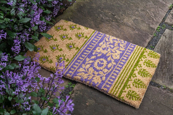 Olive and Lilac Handwoven Coco Doormat
