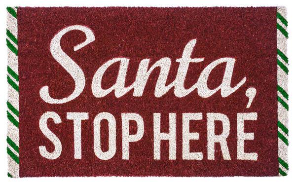 Santa Stop Here Vinyl Coir Doormat