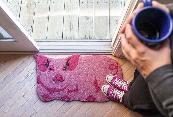 Year of the Pig Vinyl Coir Doormat