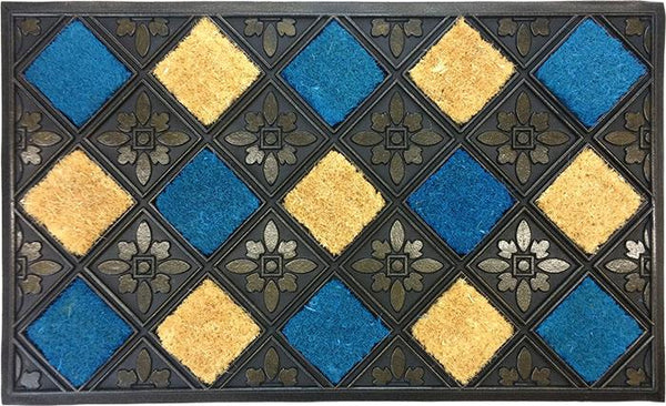Colored Squares Rubber Coir Doormat