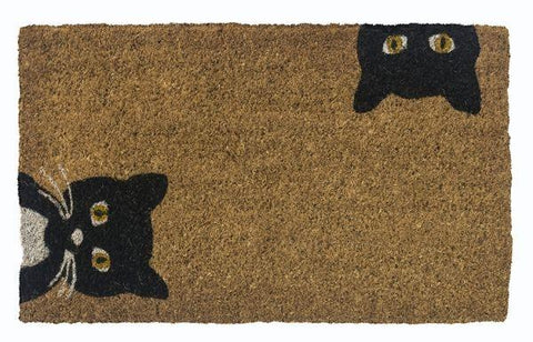 Cat Curiosity Handwoven Coco Doormat