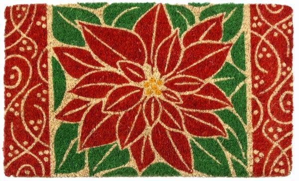 Perfect Poinsettia Handwoven Coco Doormat