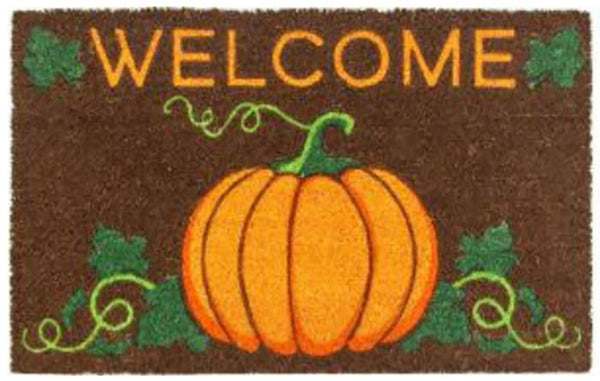 Welcome Pumpkin Handwoven Coco Doormat