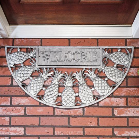 Half Moon Pineapple (Silver) Welcome Recycled Rubber Doormat
