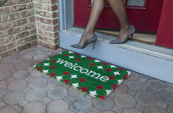 Red and Green Welcome Handwoven Coco Doormats