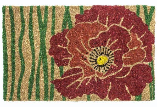 Red Bloom Handwoven Coco Doormat