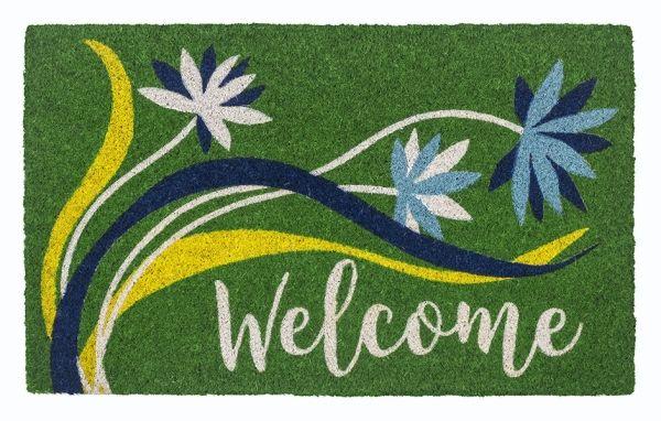Floral Welcome Vinyl Coir Doormat