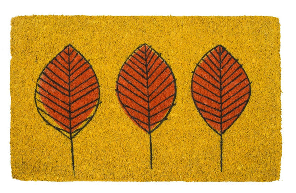 Three Leaves Handwoven Coco Doormat