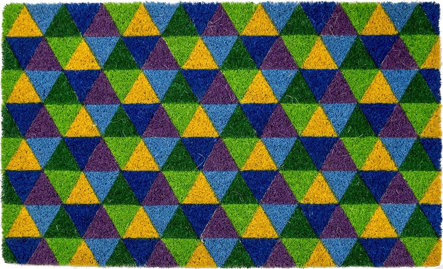Color Triangles Vinyl Coir Doormat
