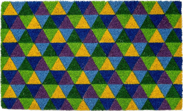 Color Triangles Vinyl Coir Doormat