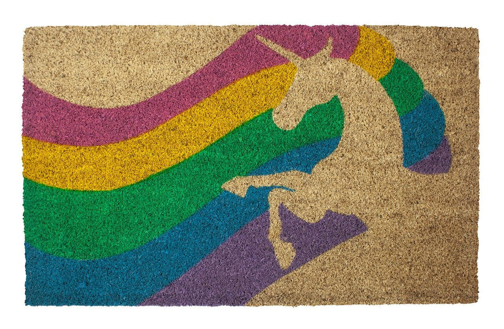 Unicorn Rainbow Handwoven Coco Doormat