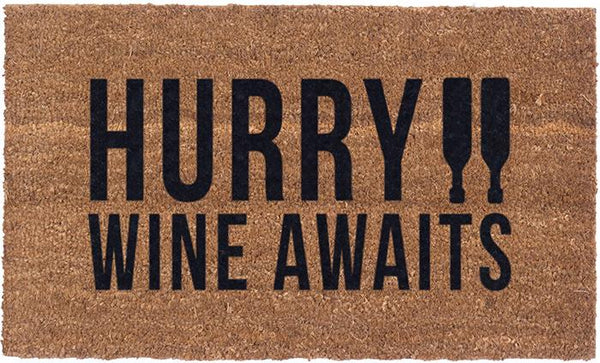 Wine Awaits Vinyl Coir Doormat