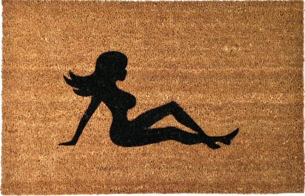 Vinyl Back Trucker Mud Flap Girl Coir Doormat-OLD