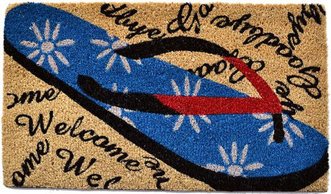 Welcome Goodbye Flip Flop Vinyl Back Coir Doormat