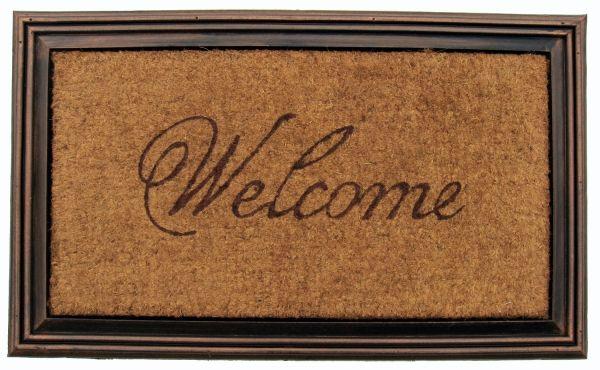 Welcome Mats Classic Rubber and Wood Rubber Coir Doormat