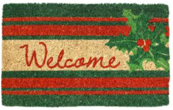 Welcome Holly Handwoven Coco Doormat